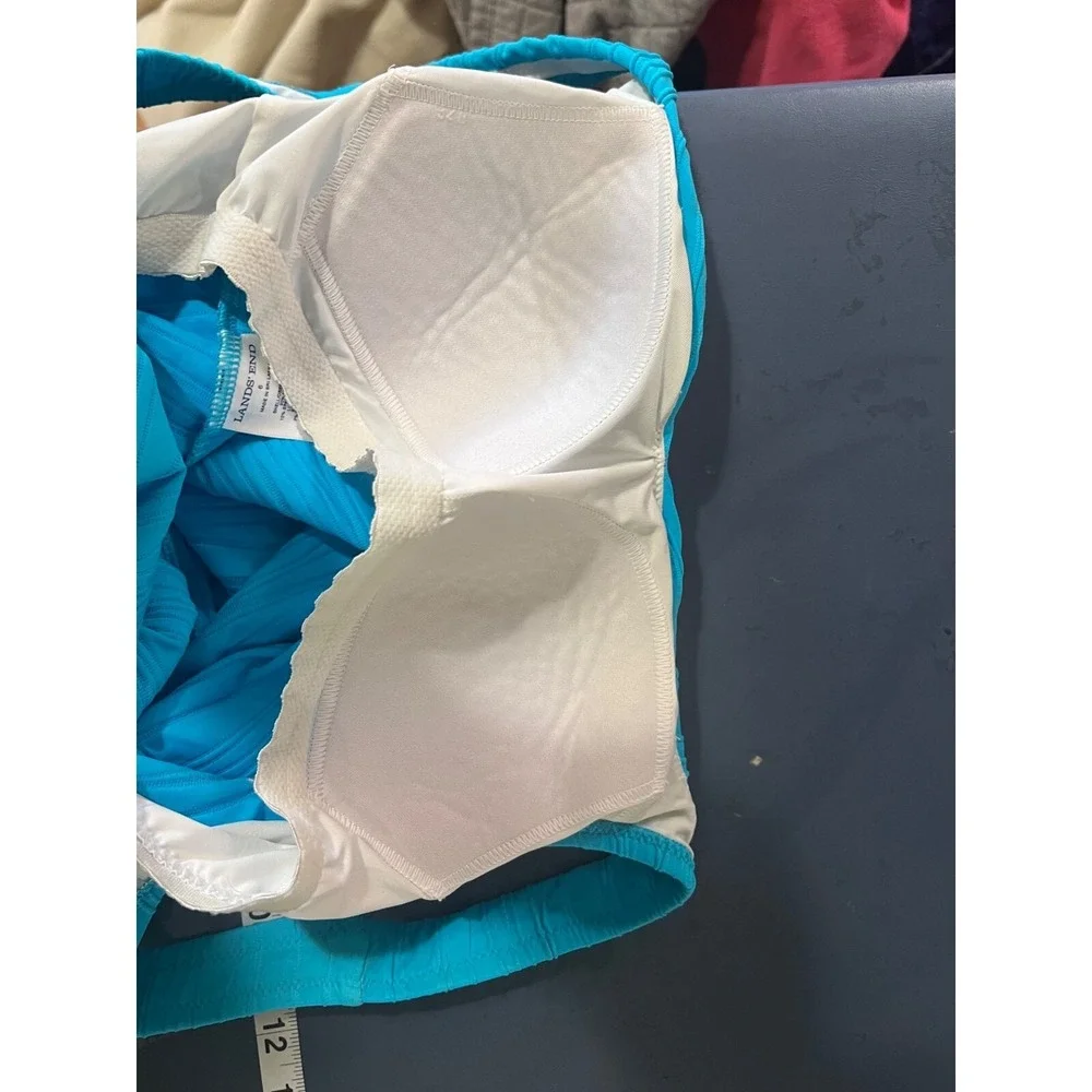 Lands End‎ Ruched Tankini Top Turquoise Size 6 beachy vacation tropical cruise